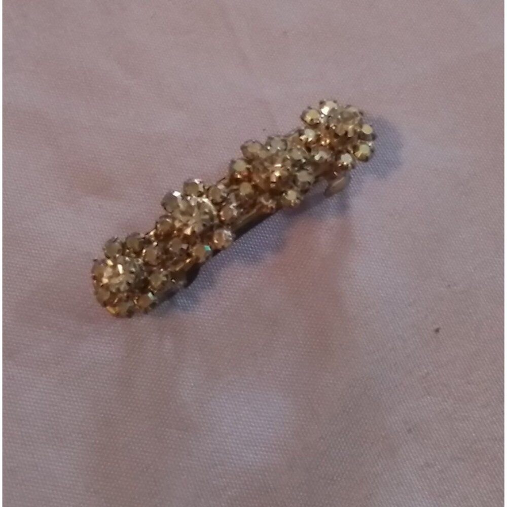 Vintage Rhinestone Floral Hair Barrette Clip